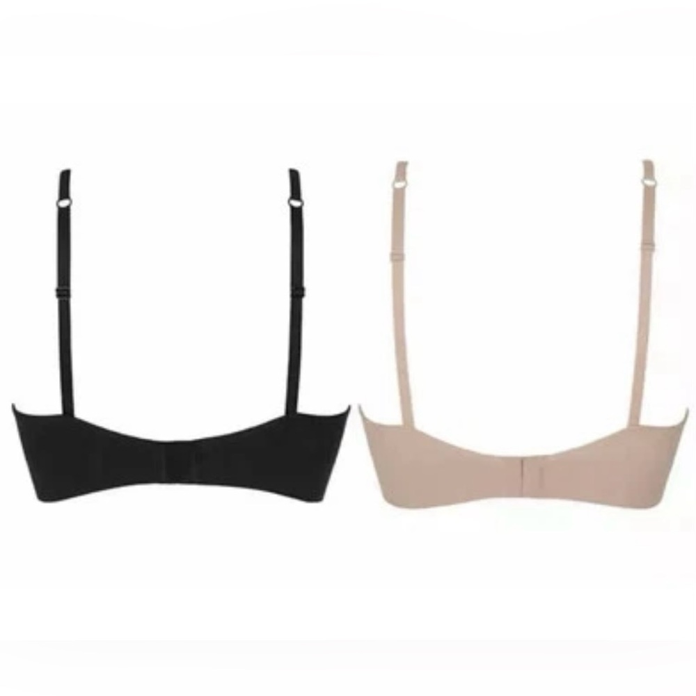 2 DKNY Womens Soft Seamless Bra Black/Nude Adjustable Straps Back Closures NIB - Picture 8 of 8